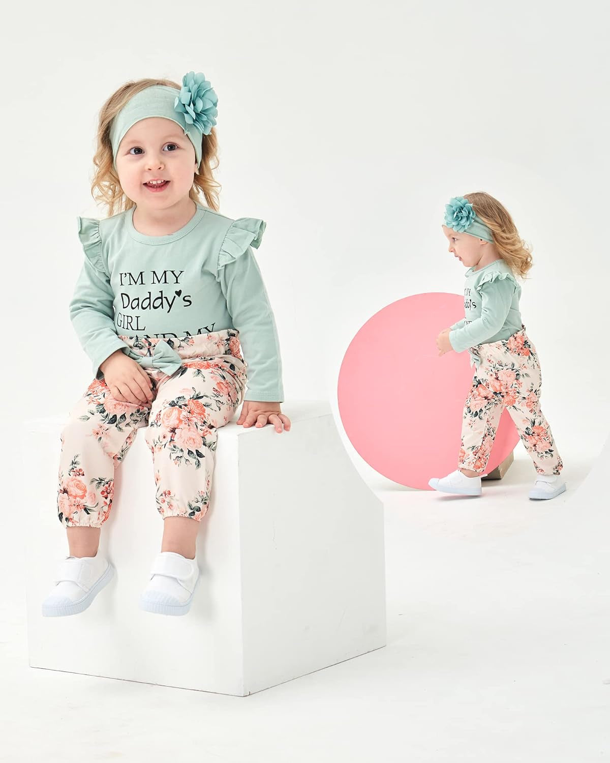 Adorable Floral Ruffle Romper Set for Newborn Baby Girls - Stylish Cotton Outfit for Toddlers