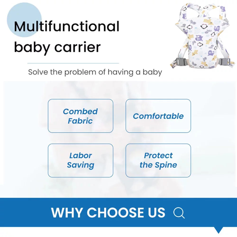 4 in 1 Baby Carrier,Ergonomic Infant Carrier Backpack,Breathable Front Back Carrying Wrap Seat for Newborn Toddlers up to 33 Lbs,Colorful