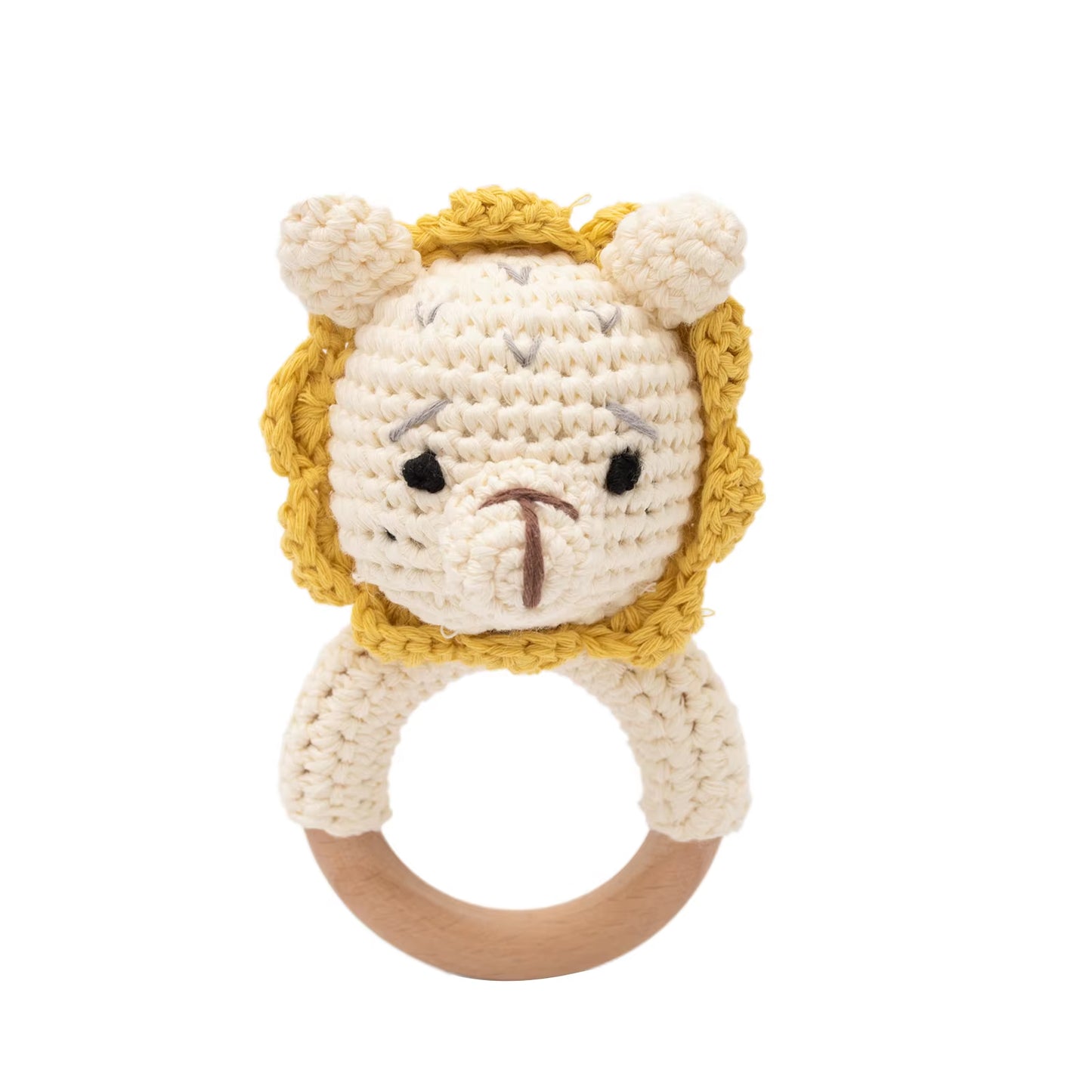 Handmade Crochet Animal Rattle- Soft Wooden Baby Teether Toy (multiple Style)