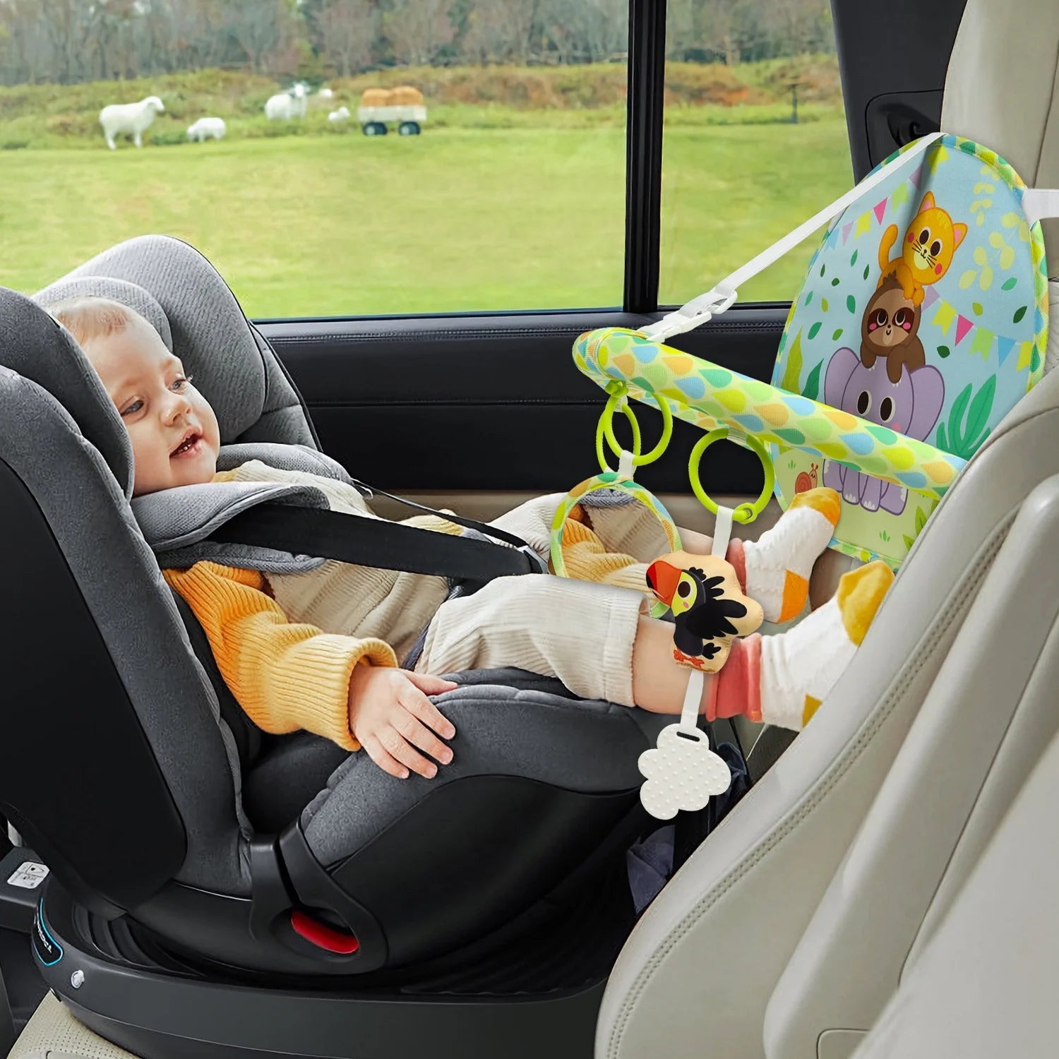 Baby Car Seat Toy for Travel Rear Facing Double Sided Newborn Baby Infant 0-12 Month