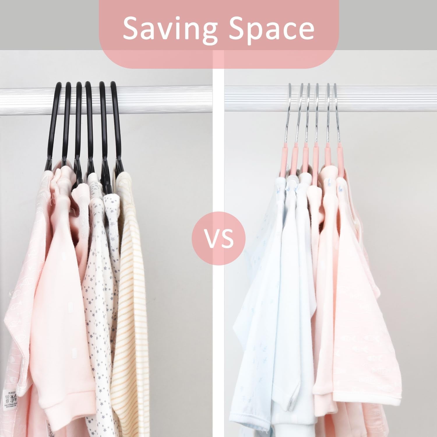 Kids Coat Hangers, Stylish Light Pink Baby Hangers - 15 Pack Ultra Thin & Non-Slip