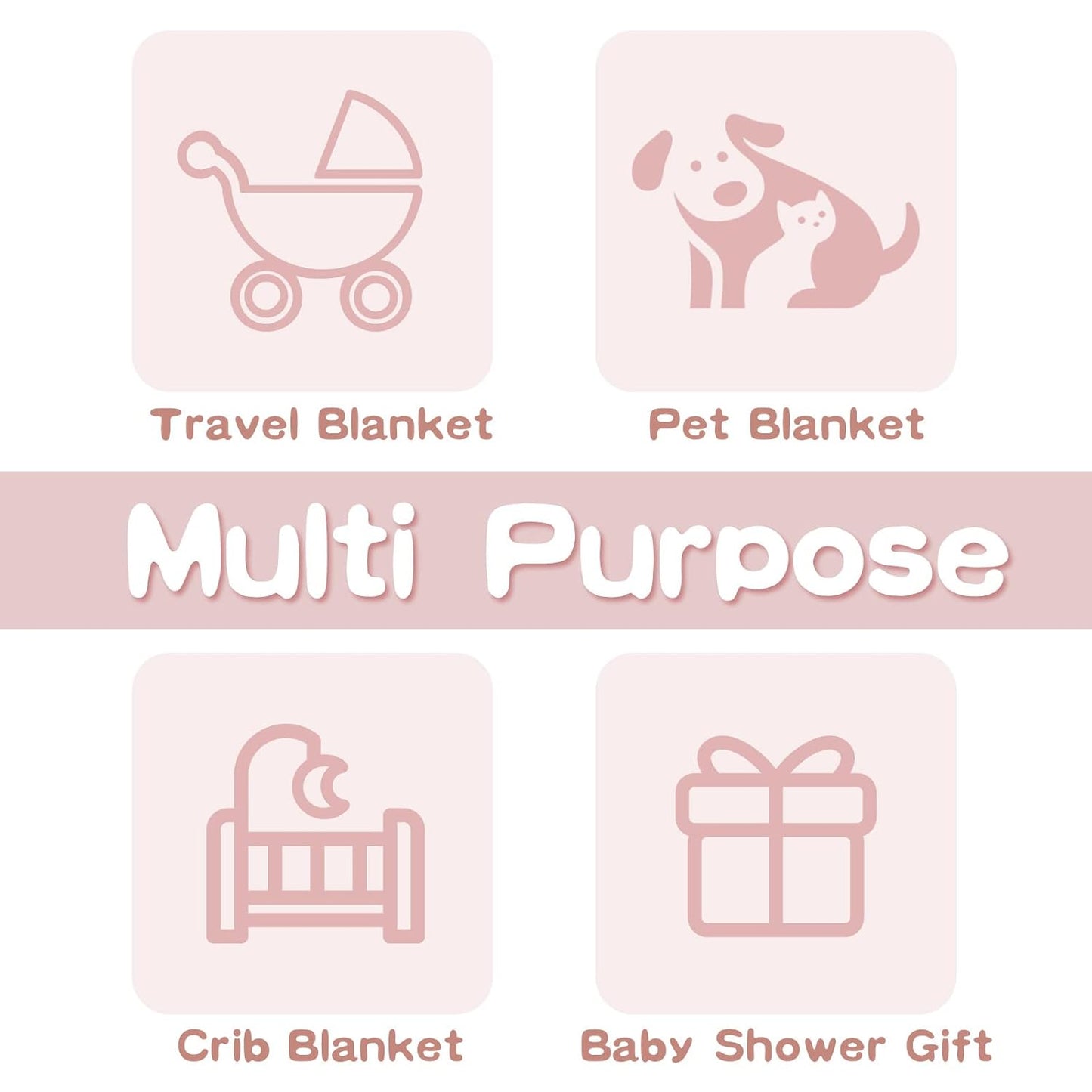 Organic Cotton Quilted Baby Blanket - Warm and Breathable Toddler Blanket for Boys and Girls, 39x39 Inches, Lightweight and Thermal, Pink
