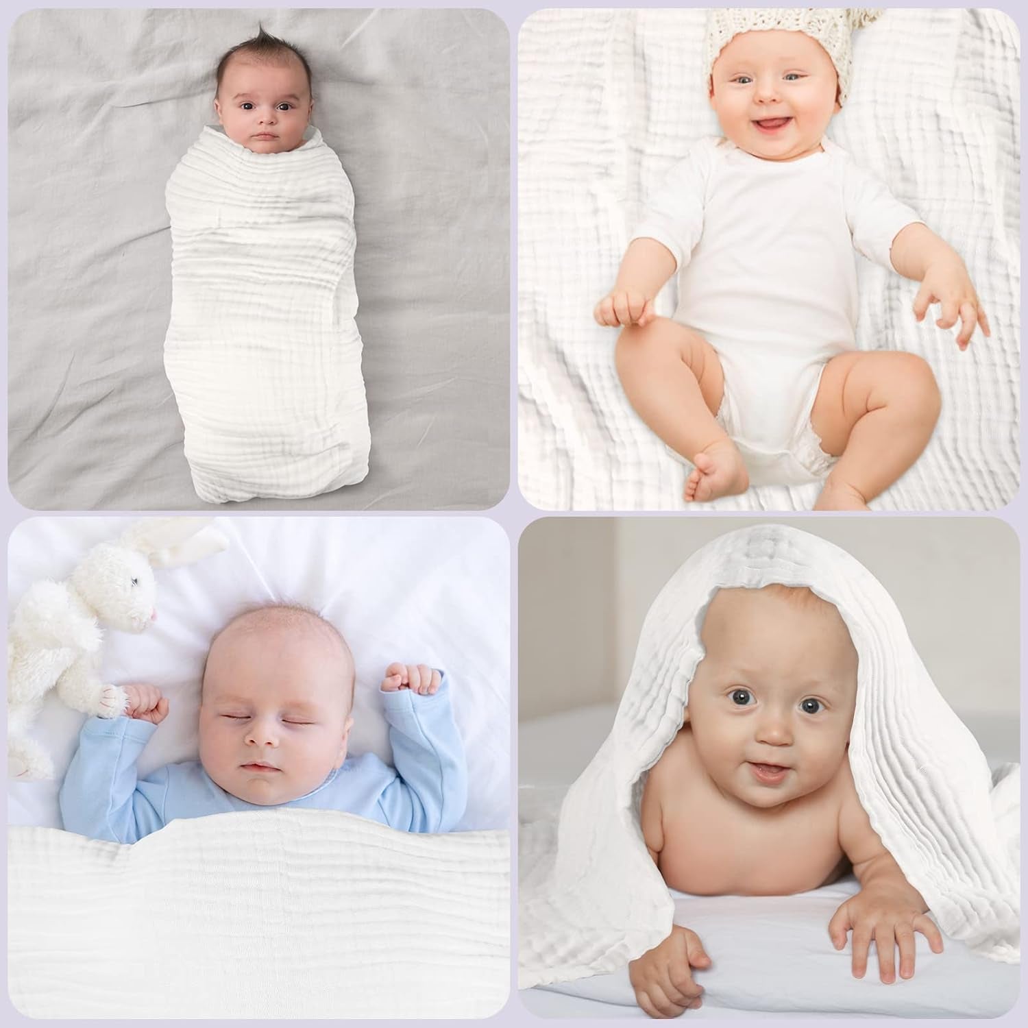 2-Pack Cotton Set for Newborns & Toddlers (White & Blue) -Soft, Breathable & Perfect for Newborns, Toddlers /Baby Shower Gift Idea.
