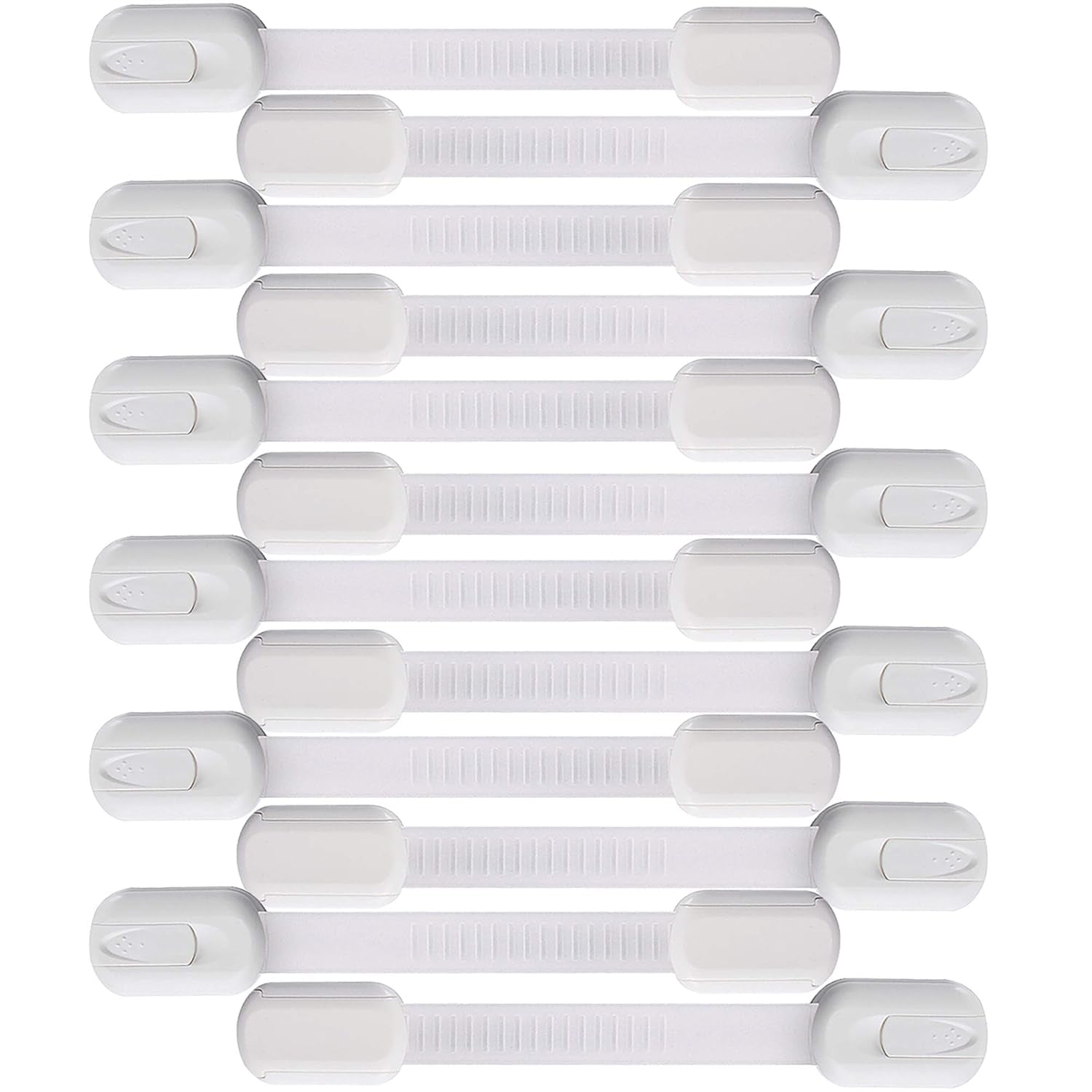 12 Pack Vmaisi Childproofing Adhesive Straps - No-Drill Cabinet Locks for Baby Safety (White)