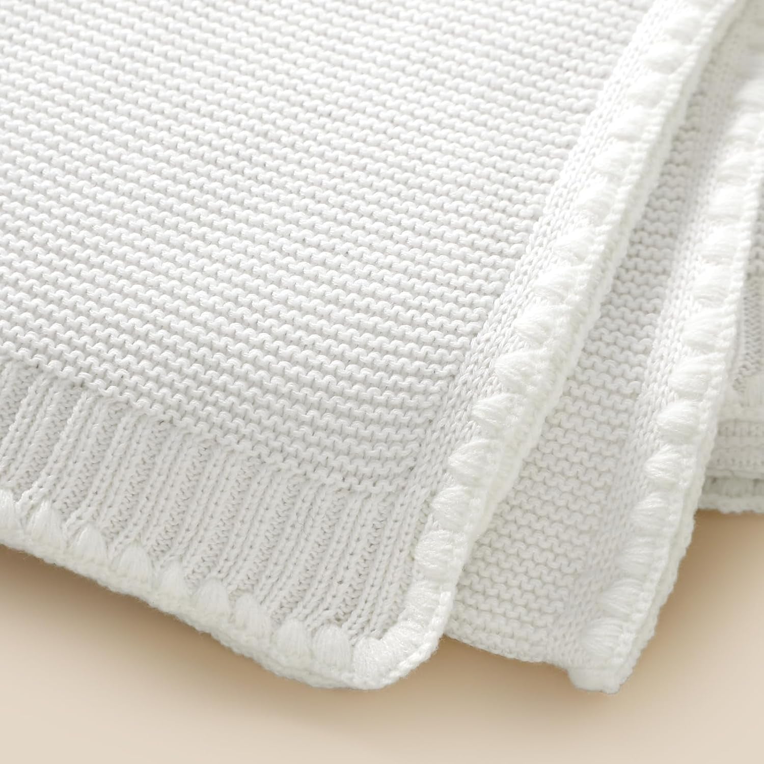 Mimixiong Gender Neutral Cotton Baby Blanket - Soft Swaddling Blanket for Nursery & Perfect Shower Gift - 40x30 Inch White