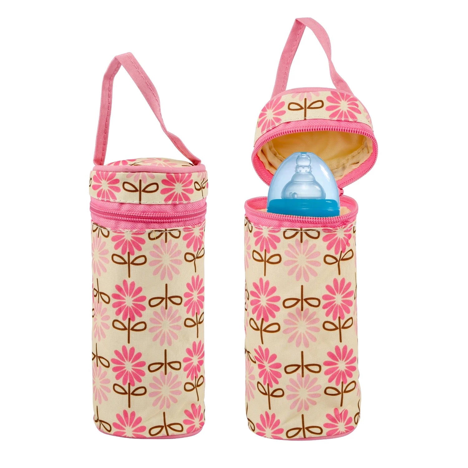 Imountek Stylish Baby Diaper Tote Set - 5 Piece Insulated Nappy Messenger Bag with Handbag & Food/Bottle Bag in Pink