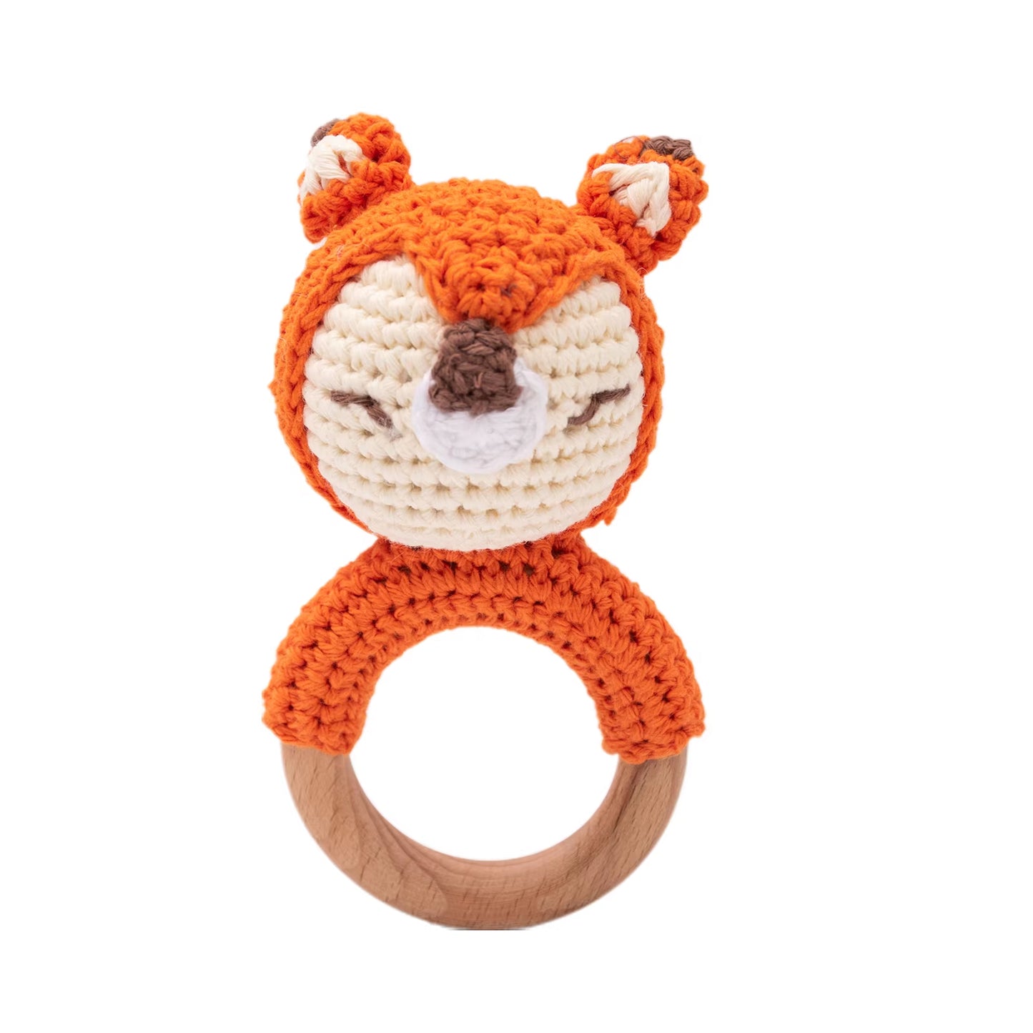 Handmade Crochet Animal Rattle- Soft Wooden Baby Teether Toy (multiple Style)