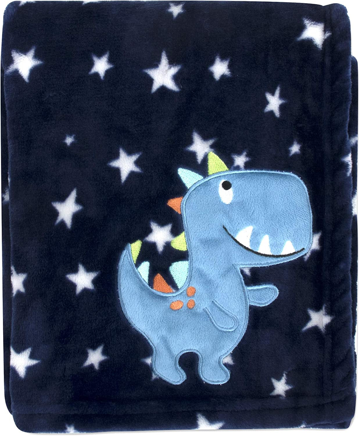 Plush Fleece Throw and Receiving Baby Blankets for Boys and Girls 30X36 (Blue Dino)