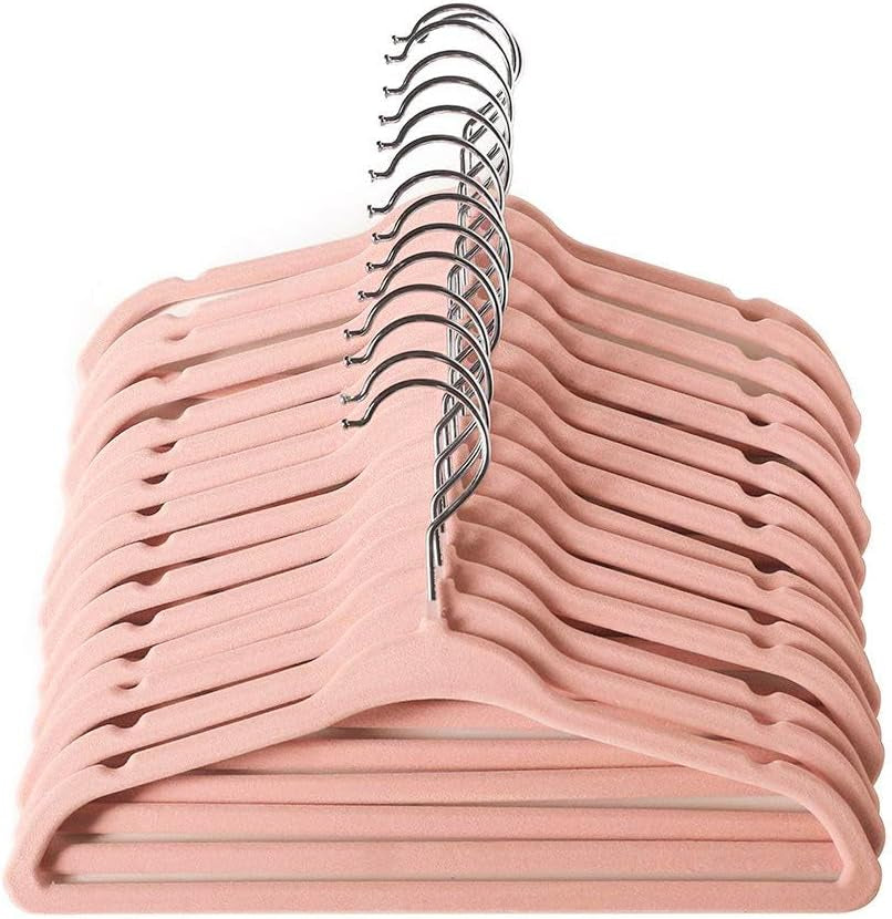 Kids Coat Hangers, Stylish Light Pink Baby Hangers - 15 Pack Ultra Thin & Non-Slip
