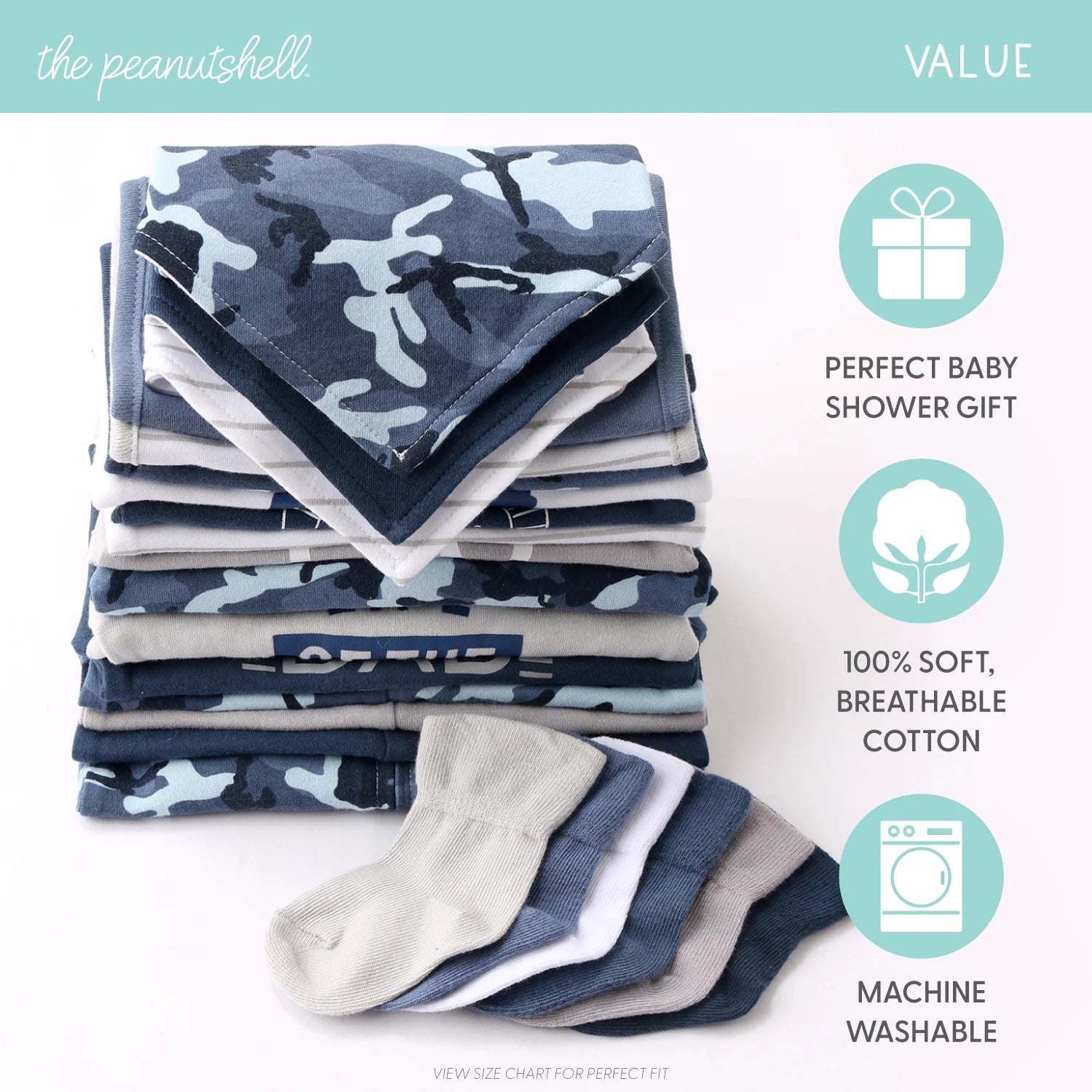 23-Piece Baby Boy - Camo Layette Gift Set-Stylish Blue Essentials For 12-18 Months