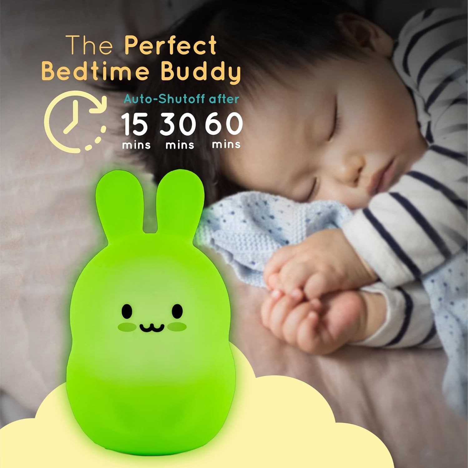 Charming Bunny Design Remote Control Night Light - Soft Color Changing LED Lamp for Kids' Bedrooms with Sleep Timer and Rechargeable Battery