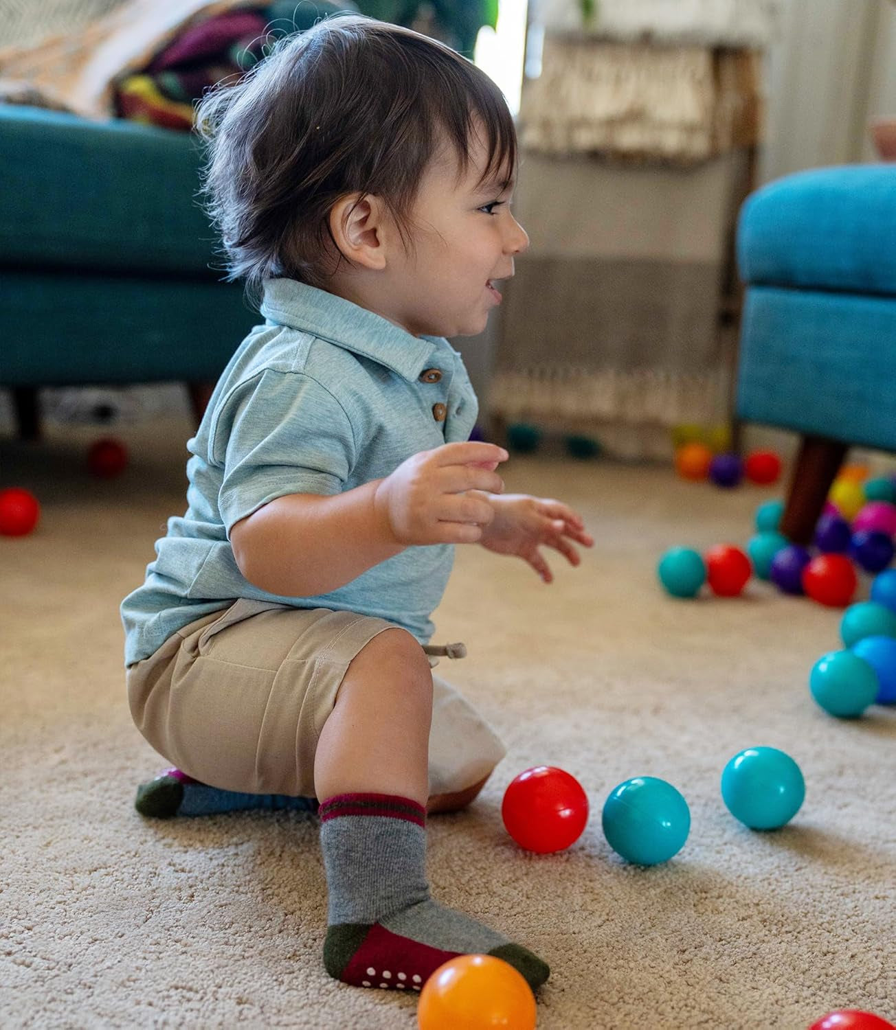 12 Pack Non-Slip Cotton Crew Socks for Infants and Toddlers - Perfect for Boys and Girls!