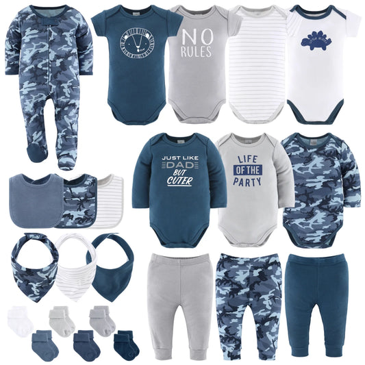23-Piece Baby Boy - Camo Layette Gift Set-Stylish Blue Essentials For 12-18 Months