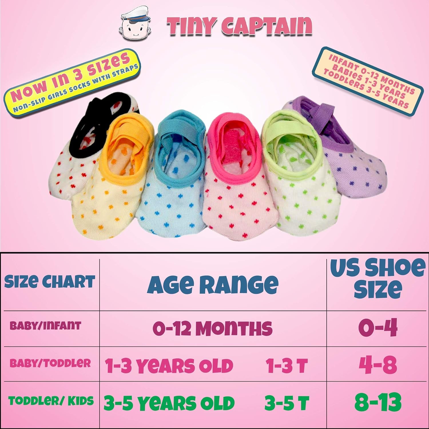 Baby Toddler Girls Grip Socks anti Slip W/Strap Socks Girl 0-7 Years Old Gift Set Age 1-7 Socks with Grippers