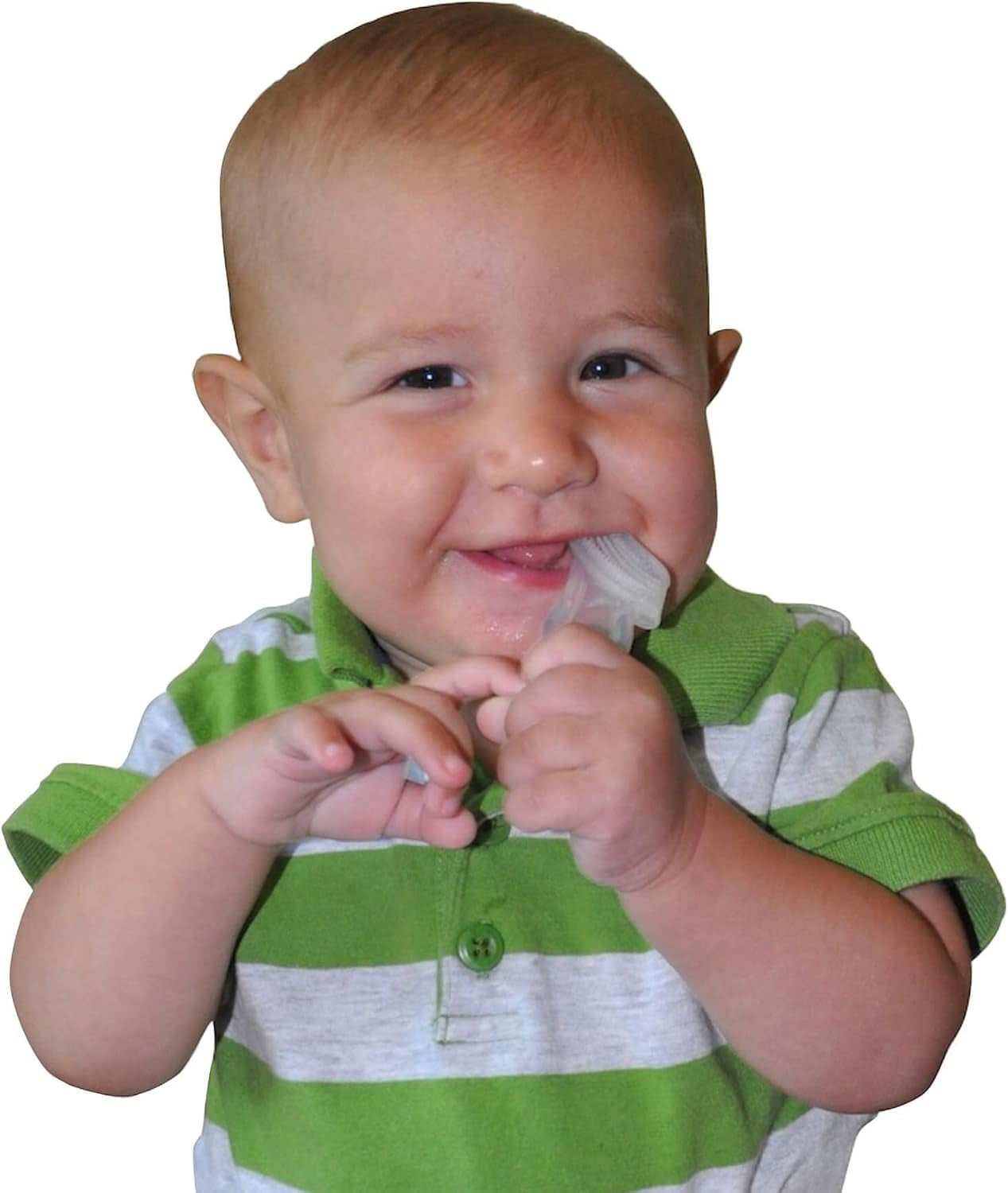 Baby’S First Toothbrush, Smooth Silicone Bristles Gently Clean Tender Teeth and Gums, for Ages 4+ Months, Blue, 1 Pack