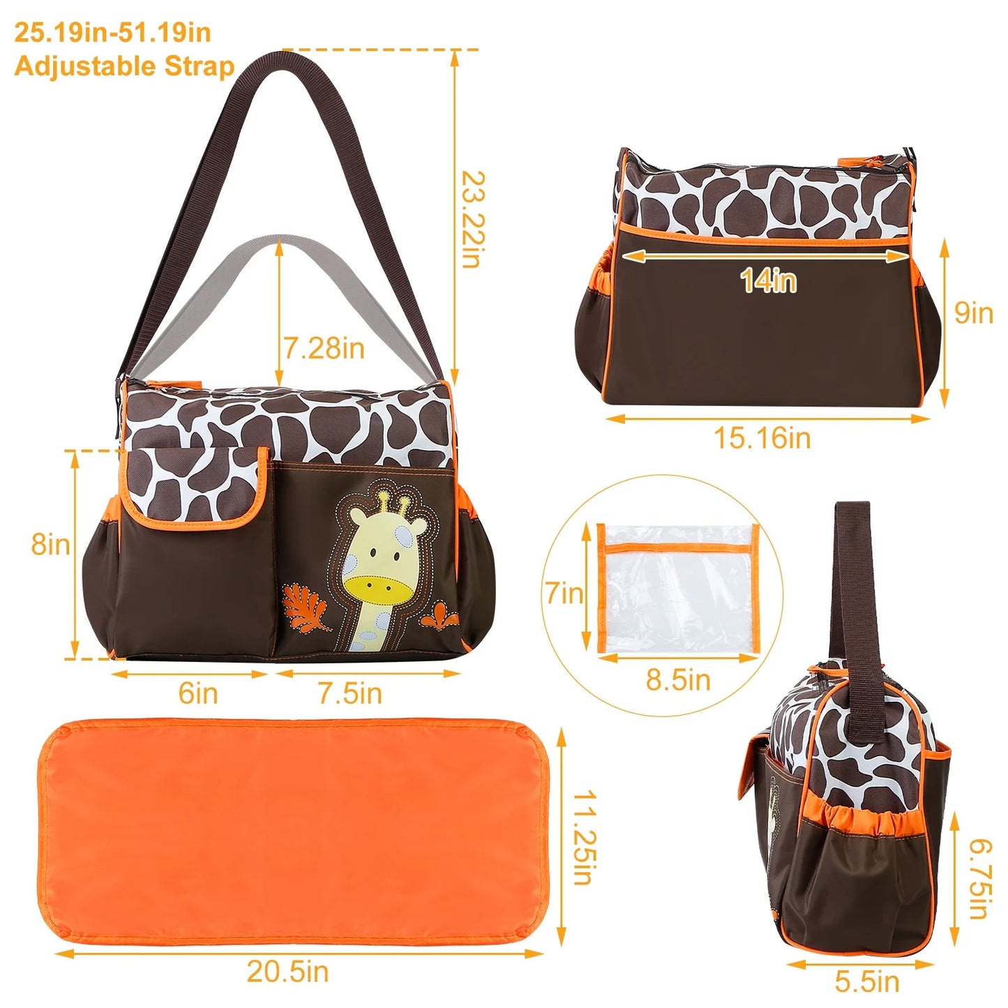 Moclever Baby Diaper Bag with Wipeable Changing Pad - Stylish 5.8-Inch Transparent Travel Tote