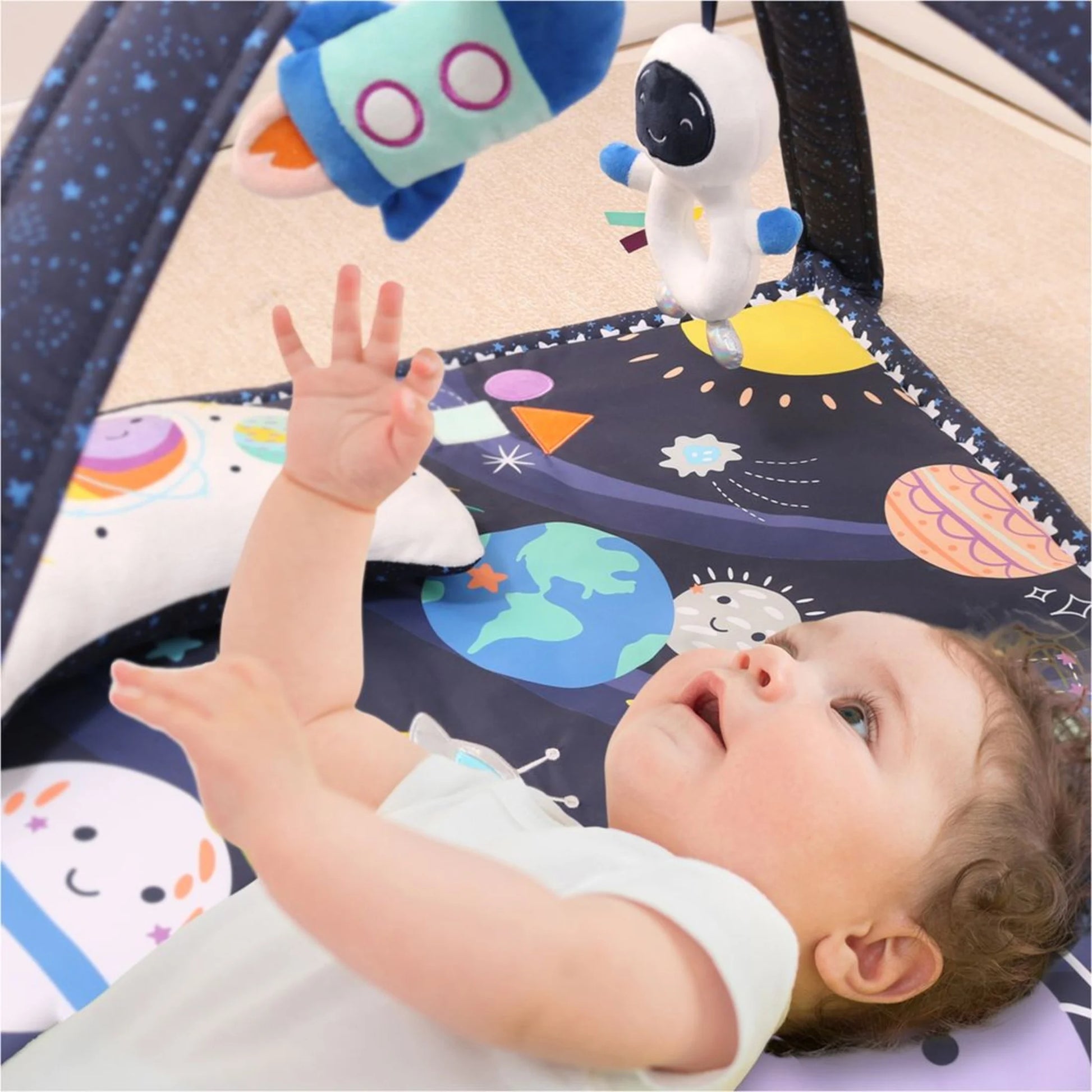 Explore the Universe with The Peanutshell 7-in-1 Space-Themed Activity Play Gym & Playmat for Babies - 7-Piece Set