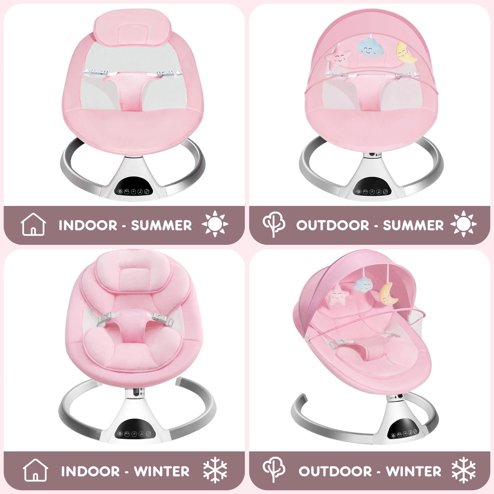 HARPPA Electric Baby Swing -5-Speed Rocker with Remote Control & Music (Pink)