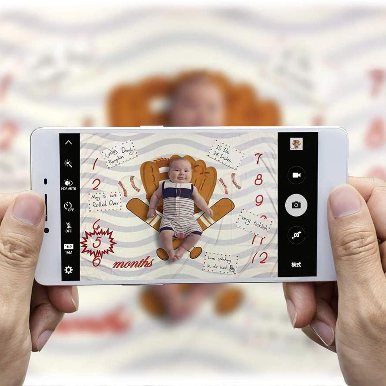 Baseball-Themed Baby Milestone Blanket - 40x50 Inch Soft Cotton Swaddle with Monthly Tracker & Photo Props- Ideal for Sports-Loving Parents.