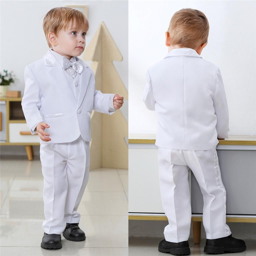 Baby Toddler Boy 5 Pcs Set Formal Tuxedo Suits No Tail Wedding Christening Baptism Outfits