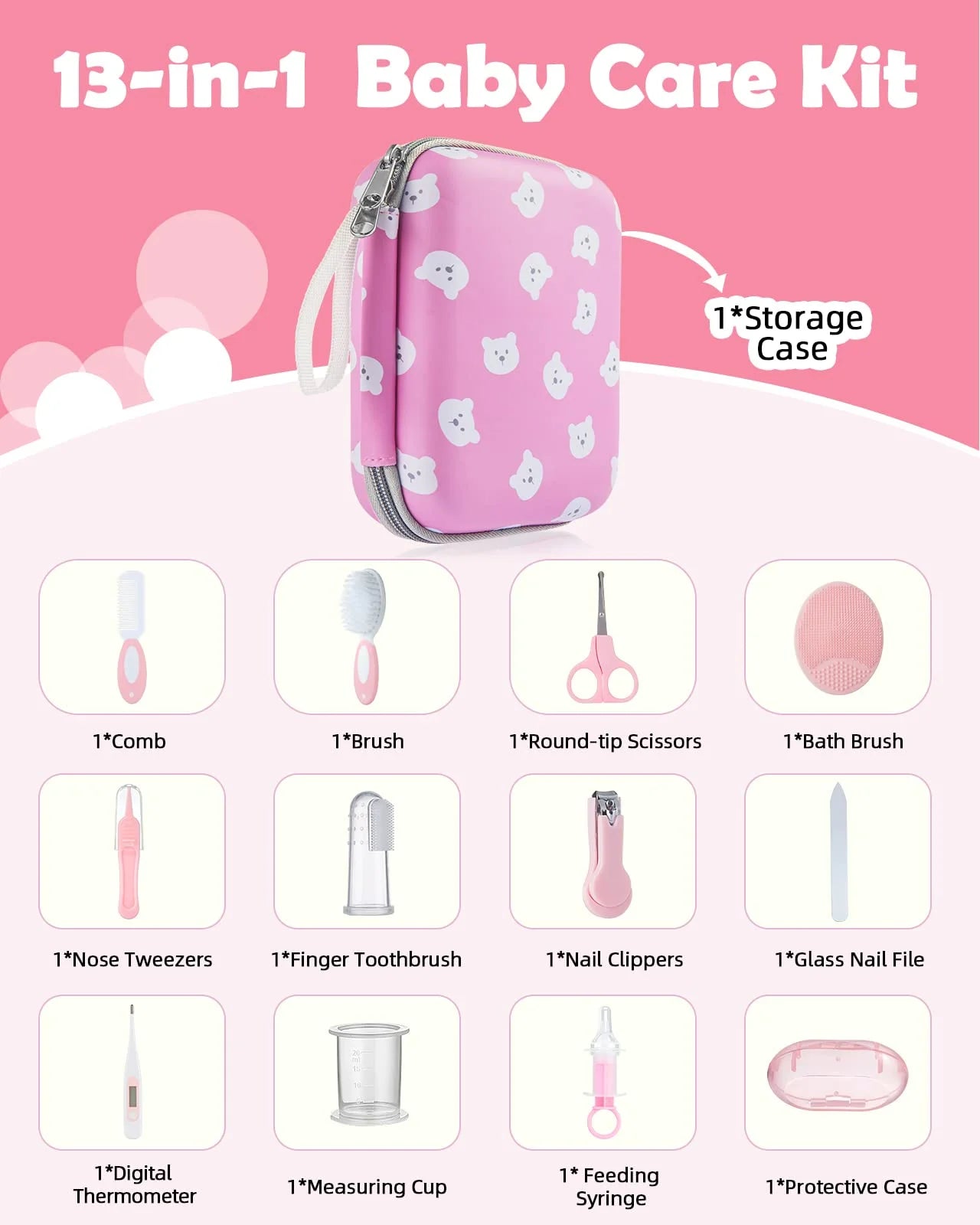 Lictin 13-in-1 Baby Grooming Kit - Portable Newborn Health Care Set