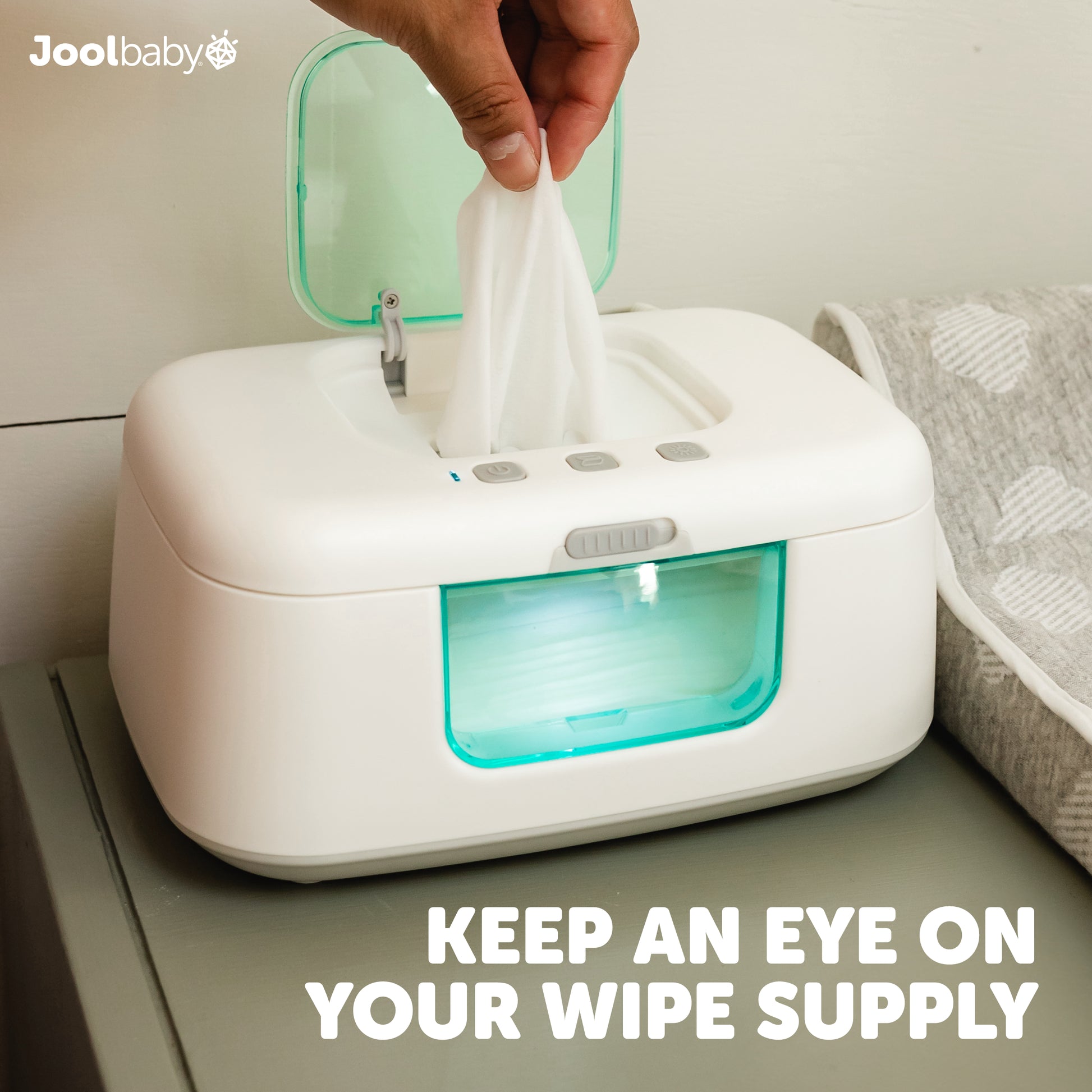 Baby Wipe Warmer & Dispenser with LED Changing Light & On/Off Switch by