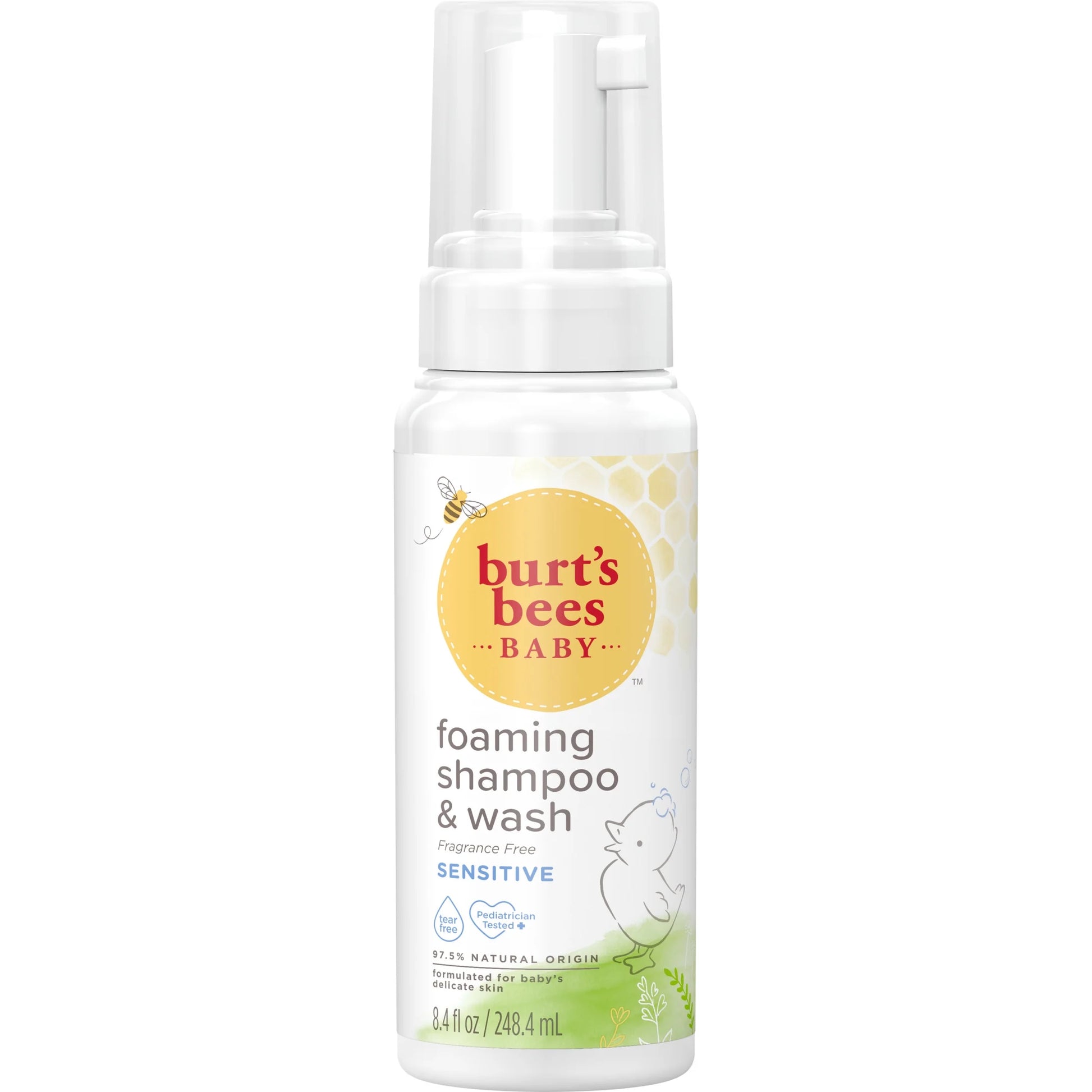 Gentle Burt's Bees Baby Foaming Shampoo & Wash - Fragrance-Free & Tear-Free, 8.4 oz