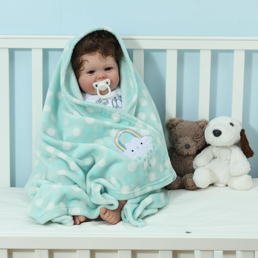 Soft & Cozy Green Rainbow Plush Baby Blanket - Perfect for Infants, Toddlers & Newborns in Cribs & Strollers