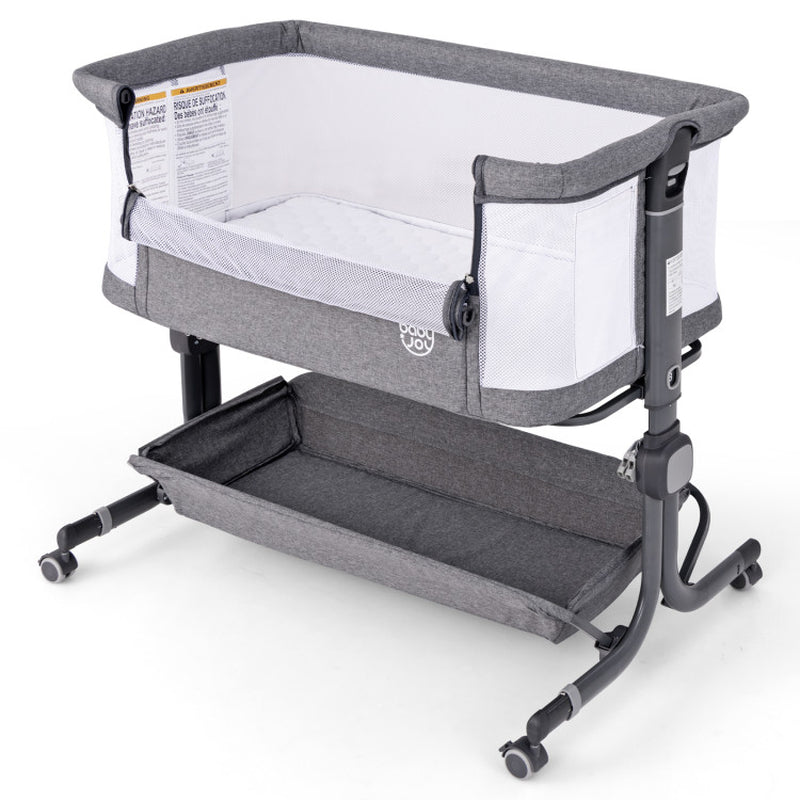 3-in-1 Baby Bassinet Bedside Sleeper with Anti-Reflux Incline & 6-Level Height Adjustment - Cradle, Crib & Bedside Mode (0-6 Month)