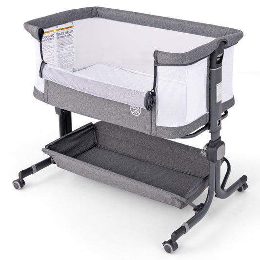 3-in-1 Baby Bassinet Bedside Sleeper with Anti-Reflux Incline & 6-Level Height Adjustment - Cradle, Crib & Bedside Mode (0-6 Month)