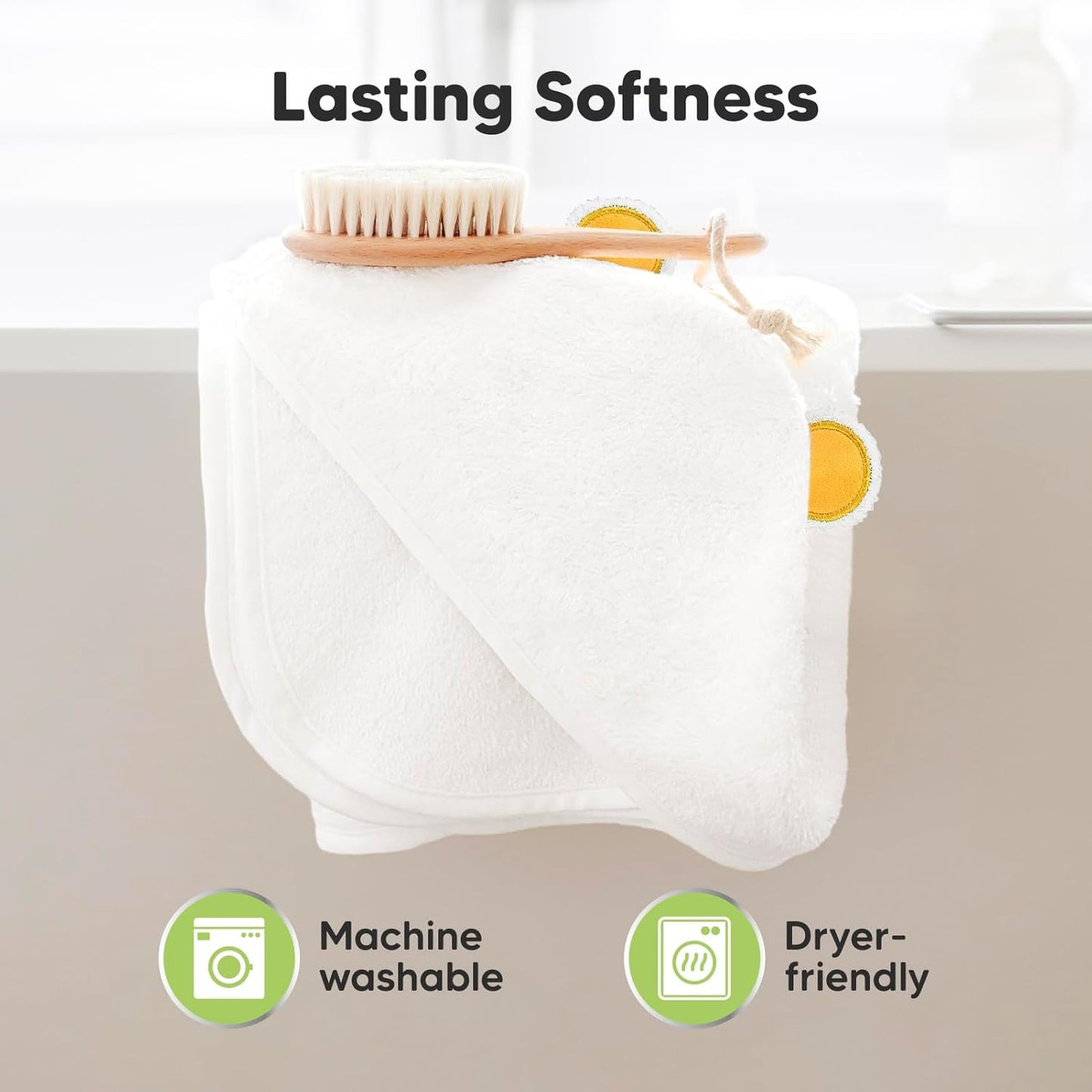 Hooded Baby Towel for Newborn - Viscose Derived from Bamboo Large Baby Bath Towels with Hood for Boys, Girls, Toddler, Extra Absorbent & Soft Newborn Bath Essentials (Bear)