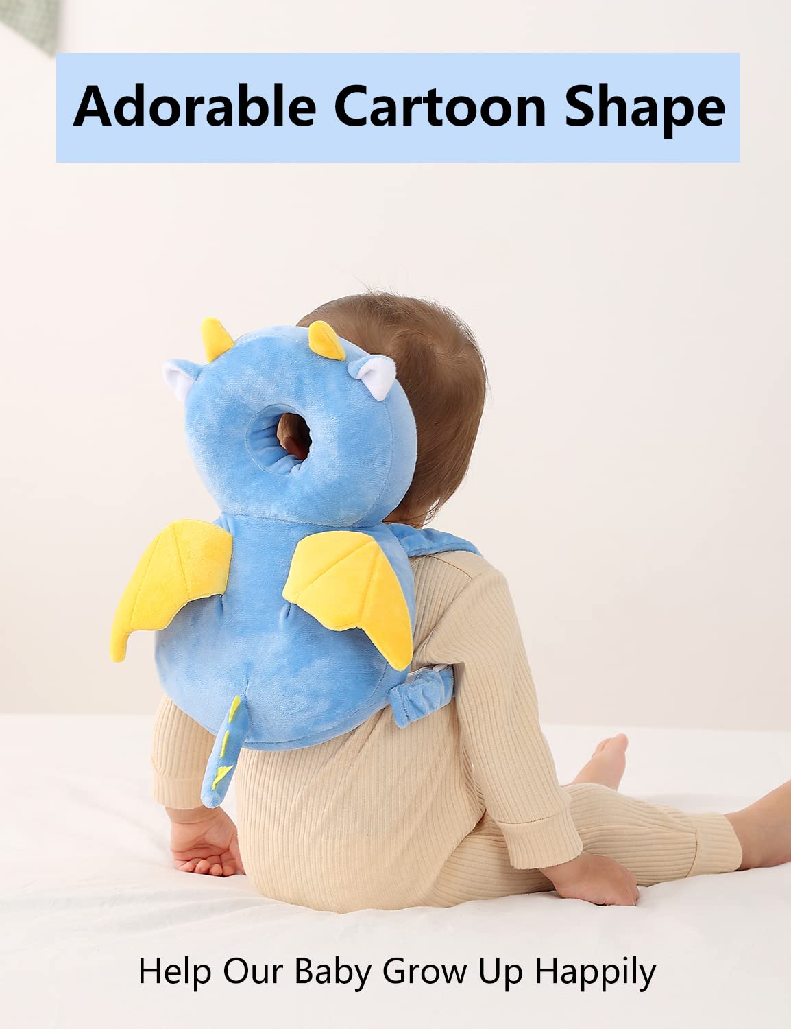 Toddler Baby Head Protector Backpack for Toddler Walker with Knee Pads&Anti-Slip Socks, Elephant