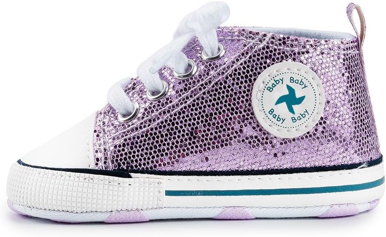 Baby Girls Shoes Soft Anti-Slip Sole Newborn First Walkers High Top Canvas Denim Infant Sneaker