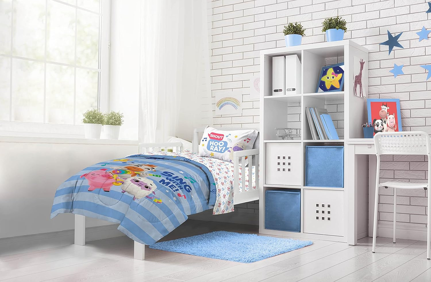 Moonbug  4 Piece Toddler Bed Set - Super Soft Microfiber Comforter & Sheet Set