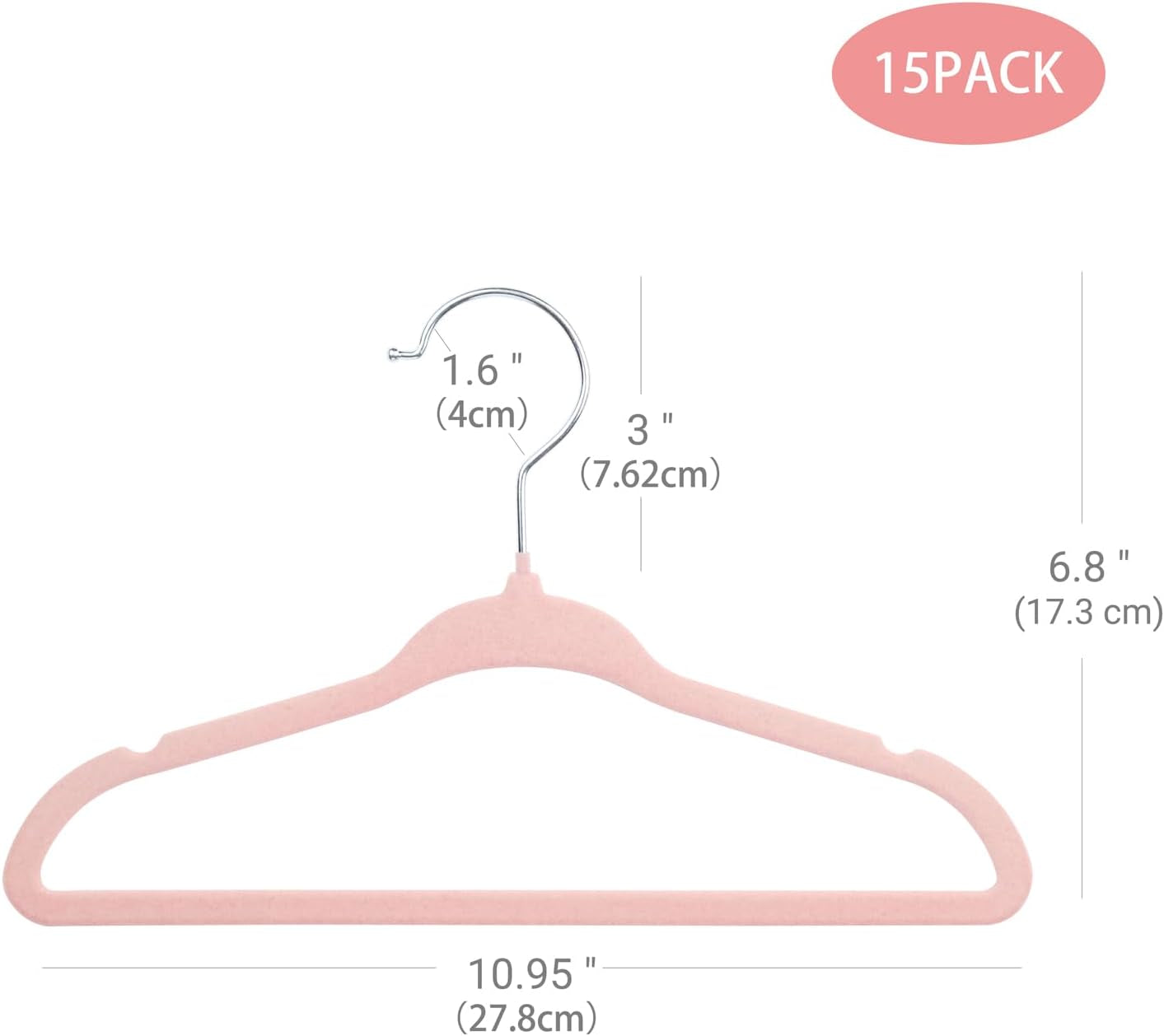 Kids Coat Hangers, Stylish Light Pink Baby Hangers - 15 Pack Ultra Thin & Non-Slip