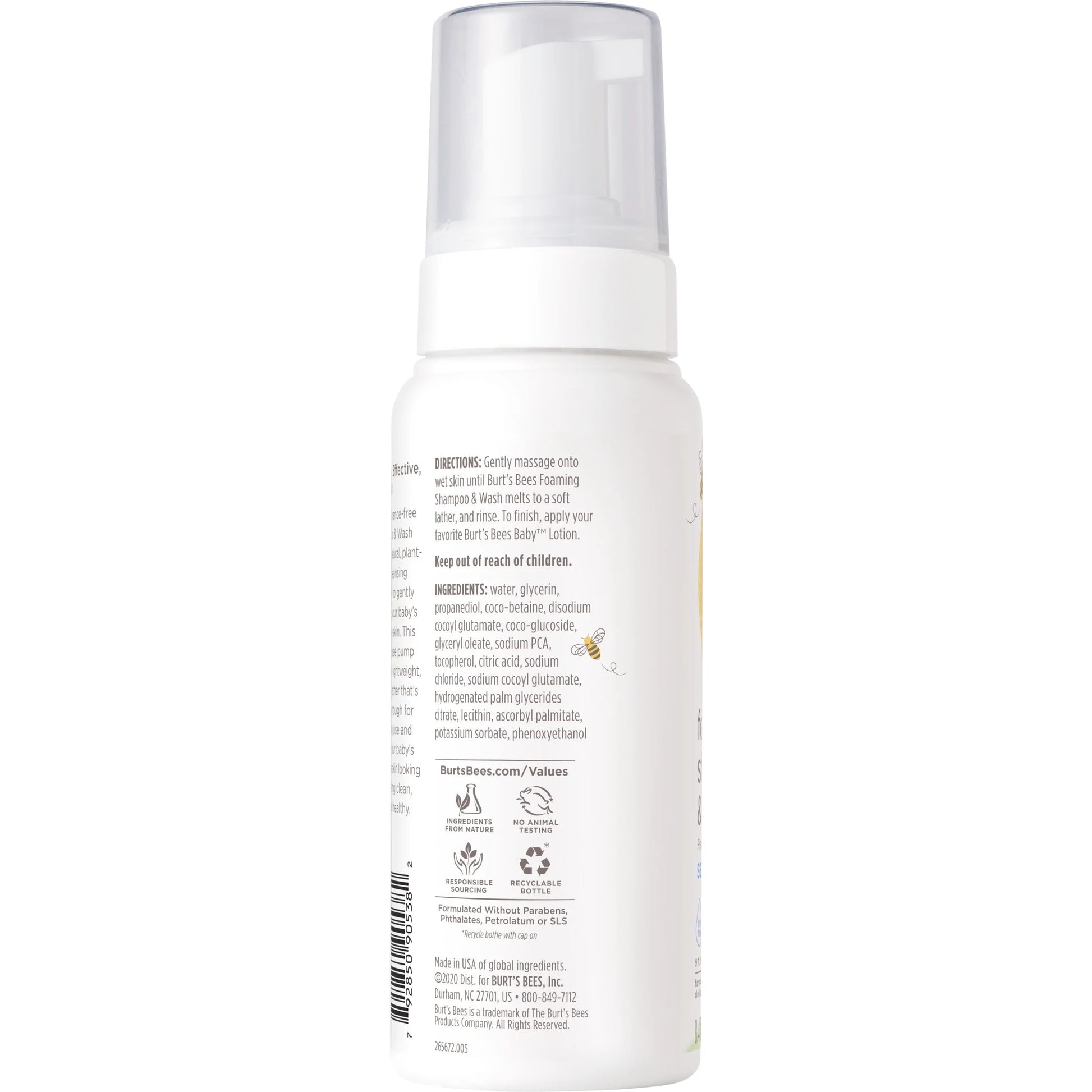 Gentle Burt's Bees Baby Foaming Shampoo & Wash - Fragrance-Free & Tear-Free, 8.4 oz