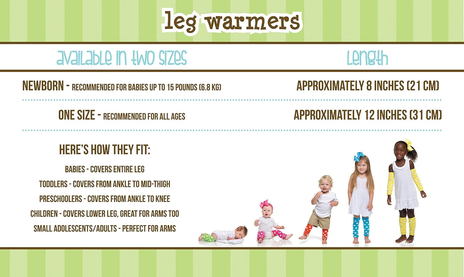 3 Pairs of Girls Baby Leg Warmers for Newborn, Infant, Toddler, Child