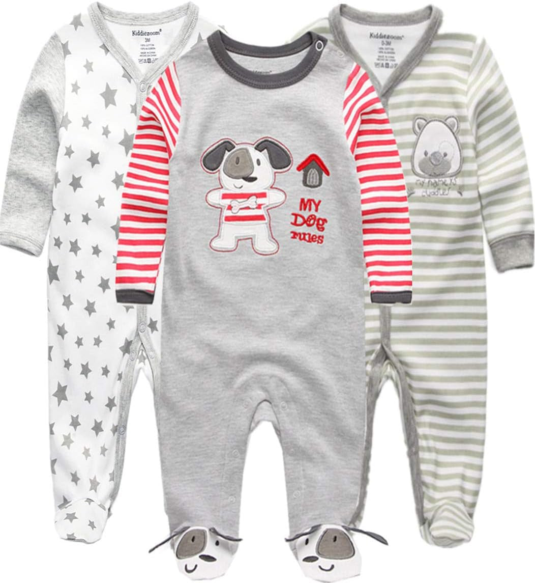 Snug Fit Cotton Footed Baby Romper - One-Piece Pajama With Zipper for Boys & Girls