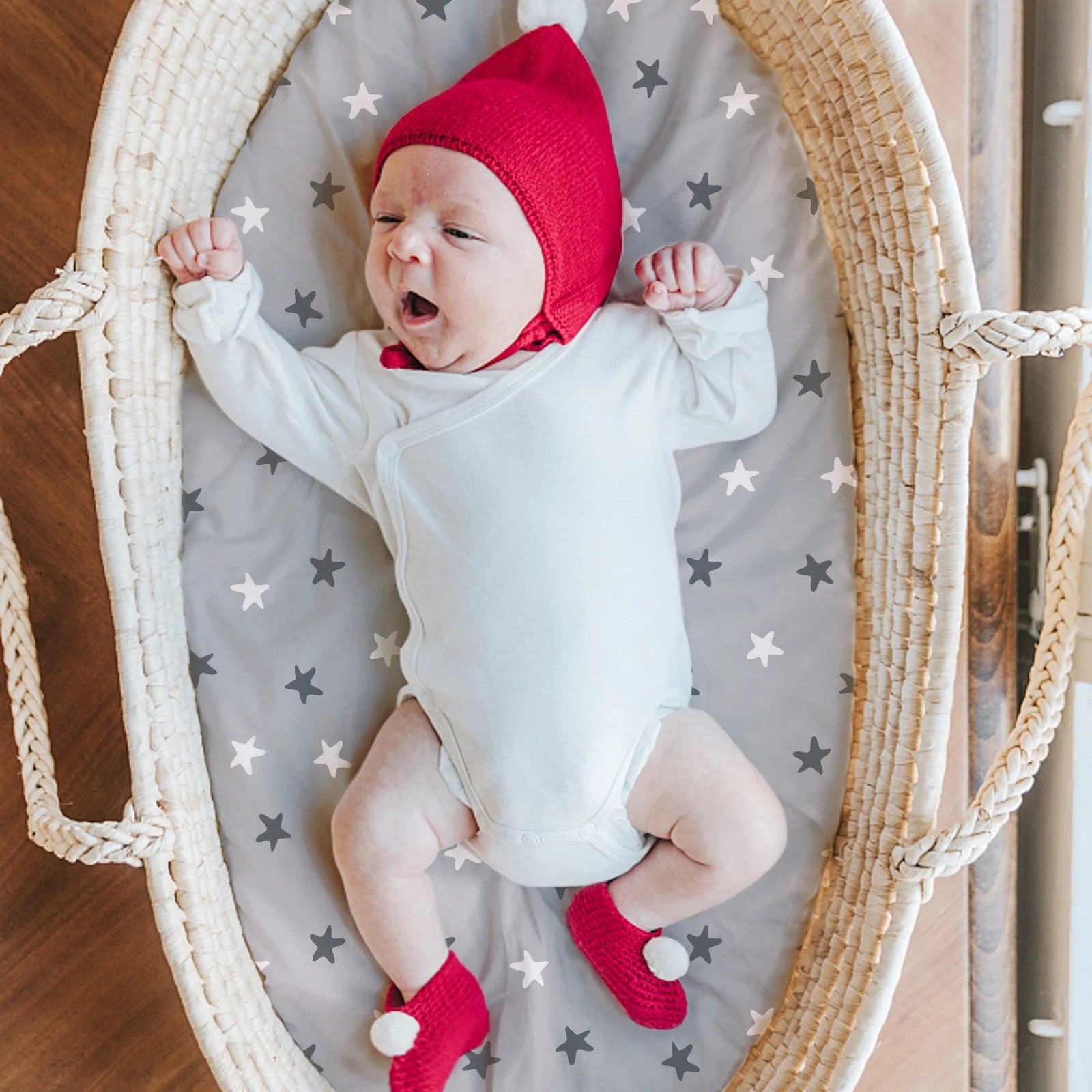 2 - Pack Bassinet Fitted Sheets -Soft & Breathable Cradle Covers for Newborns, GOTS  Certified, Gentle Comfort for Baby Sleep.