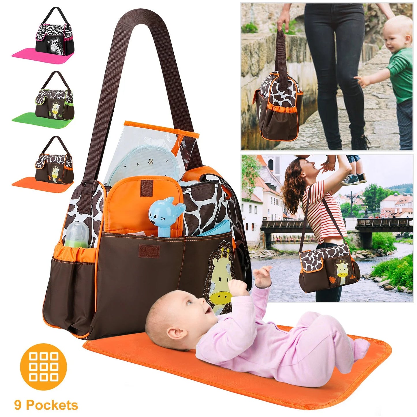 Moclever Baby Diaper Bag with Wipeable Changing Pad - Stylish 5.8-Inch Transparent Travel Tote
