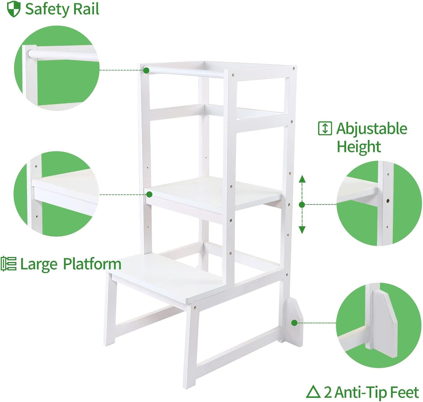 Elevate Your Child's Independence with the Premium Wooden Step Stool - Stylish and Safe Toddler Helper for Kitchen, Bathroom, and Bedroom Activities