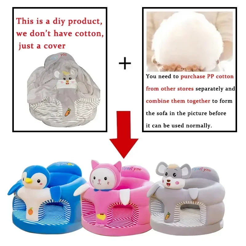 Baby's First cute Sofa-Soft Plush Support Seat for Sitting & Feeding