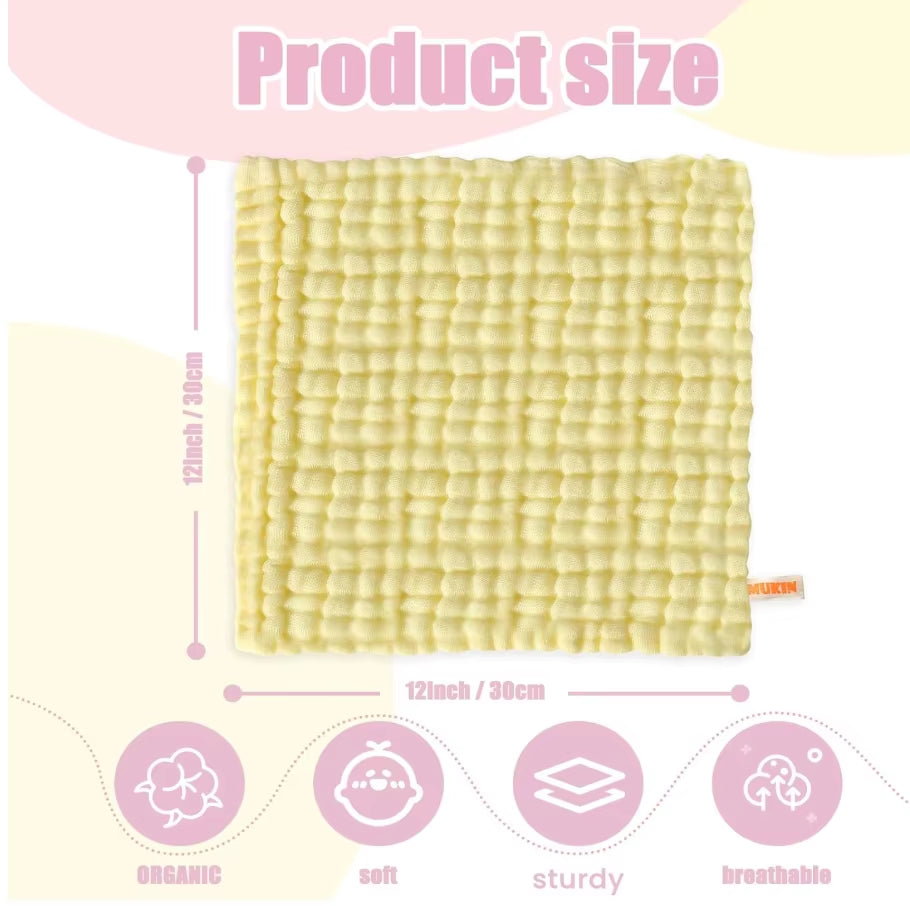 Ultra-Soft Organic Baby Washcloths - Safe, Chemical-Free Wipes for Newborn Face & Bath - Perfect Baby Shower Gift.(Pack of 5)