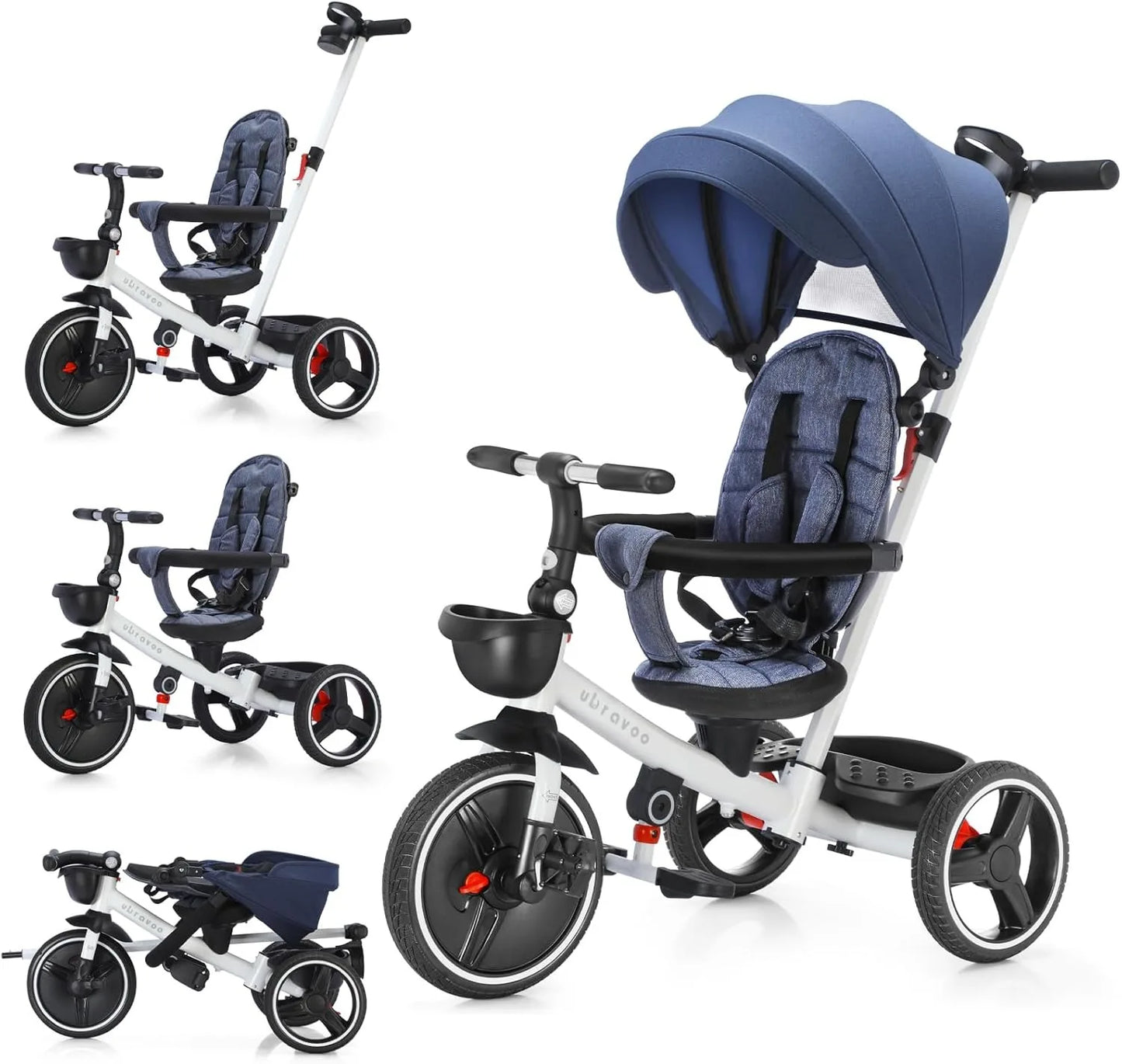 5-In-1 Toddler Stroller Bike-Convertible Ride-on with Adjustable Canopy & Reclining Seat (1-5 Years)