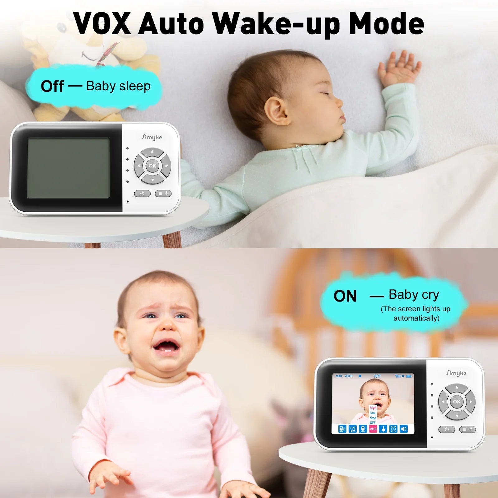 Upgrade Video Baby Monitor with 2 Cameras and Audio 2.8" LCD Screen, Portable Wireless Baby Cam Home Use
