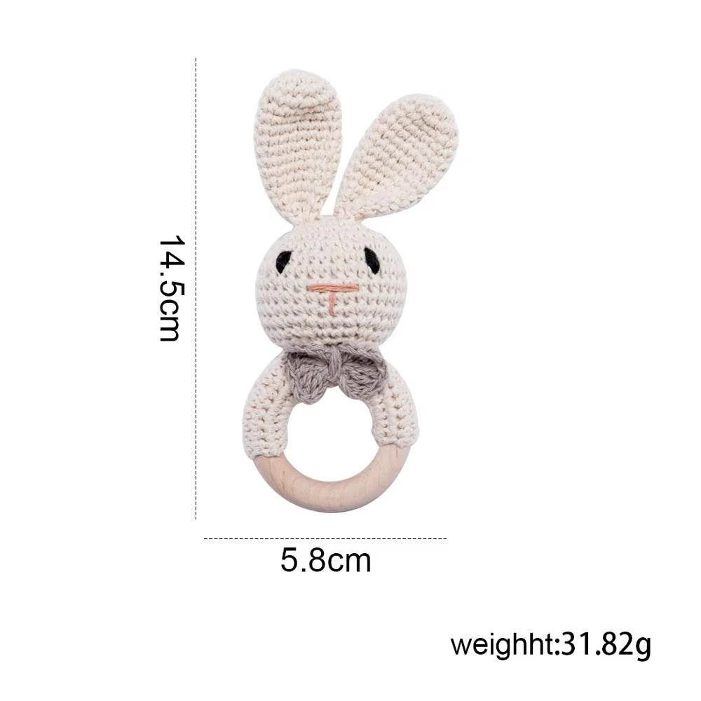 Handmade Crochet Animal Rattle- Soft Wooden Baby Teether Toy (multiple Style)