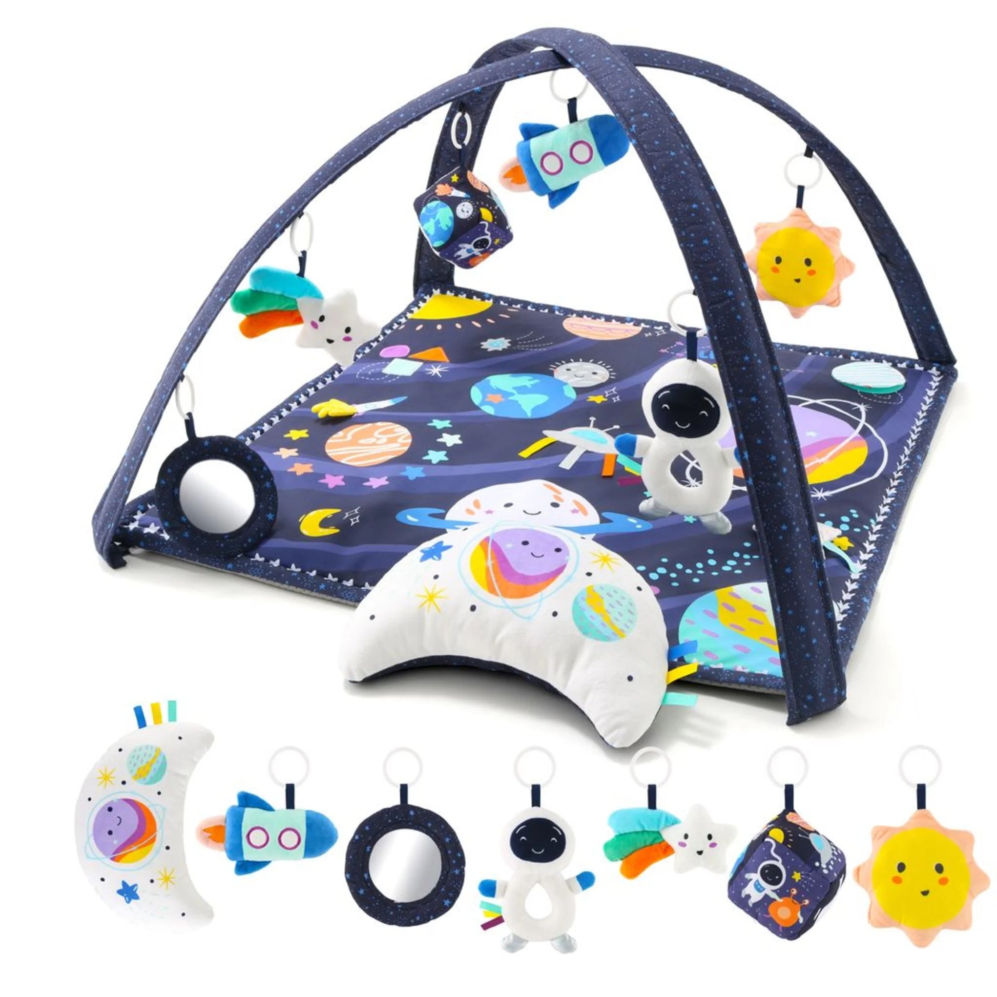 Explore the Universe with The Peanutshell 7-in-1 Space-Themed Activity Play Gym & Playmat for Babies - 7-Piece Set