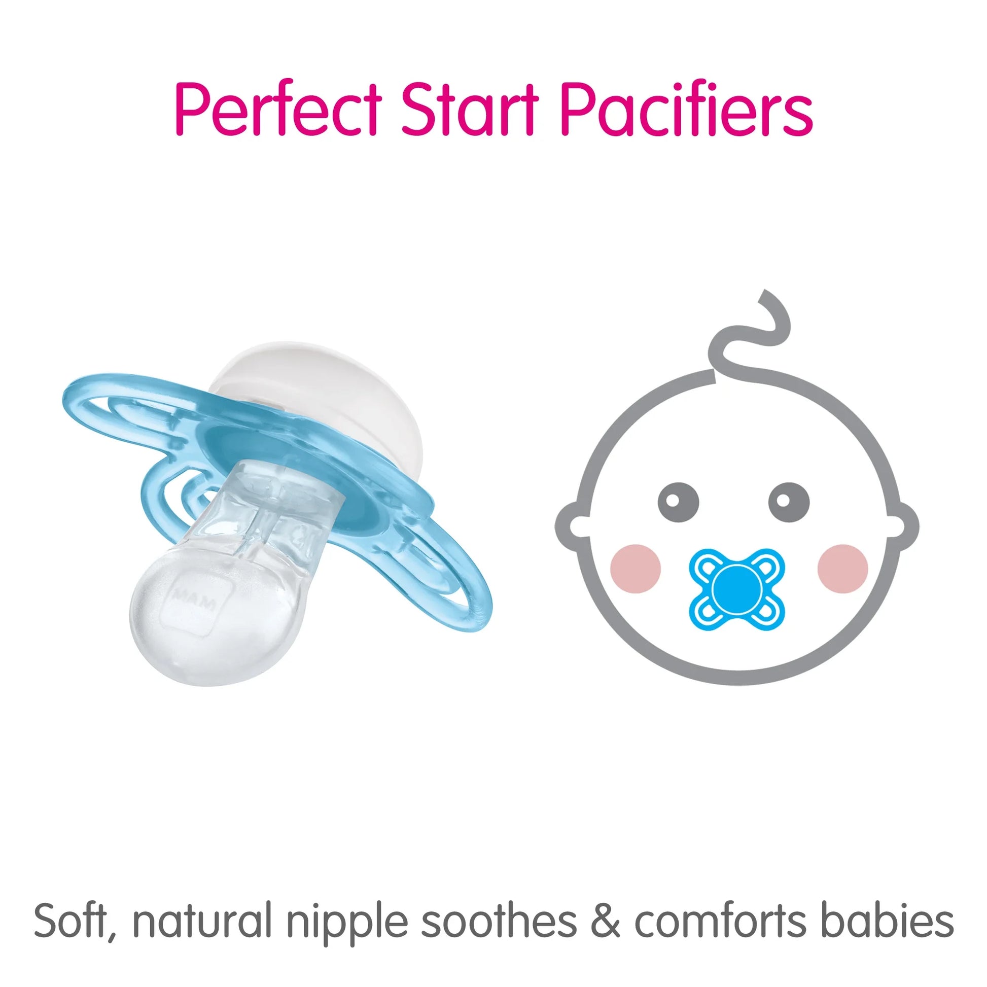 MAM Perfect Start Pacifier for Boys, 0-2 Months - 2 Pack for Happy Babies!