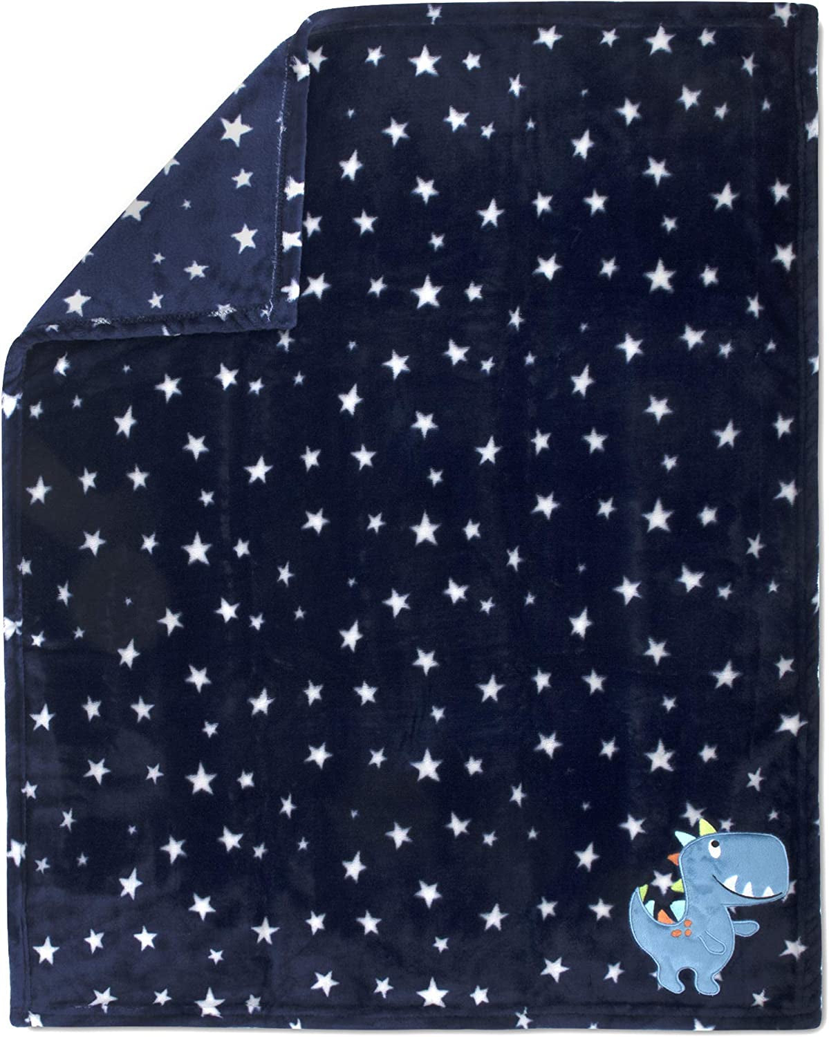 Plush Fleece Throw and Receiving Baby Blankets for Boys and Girls 30X36 (Blue Dino)