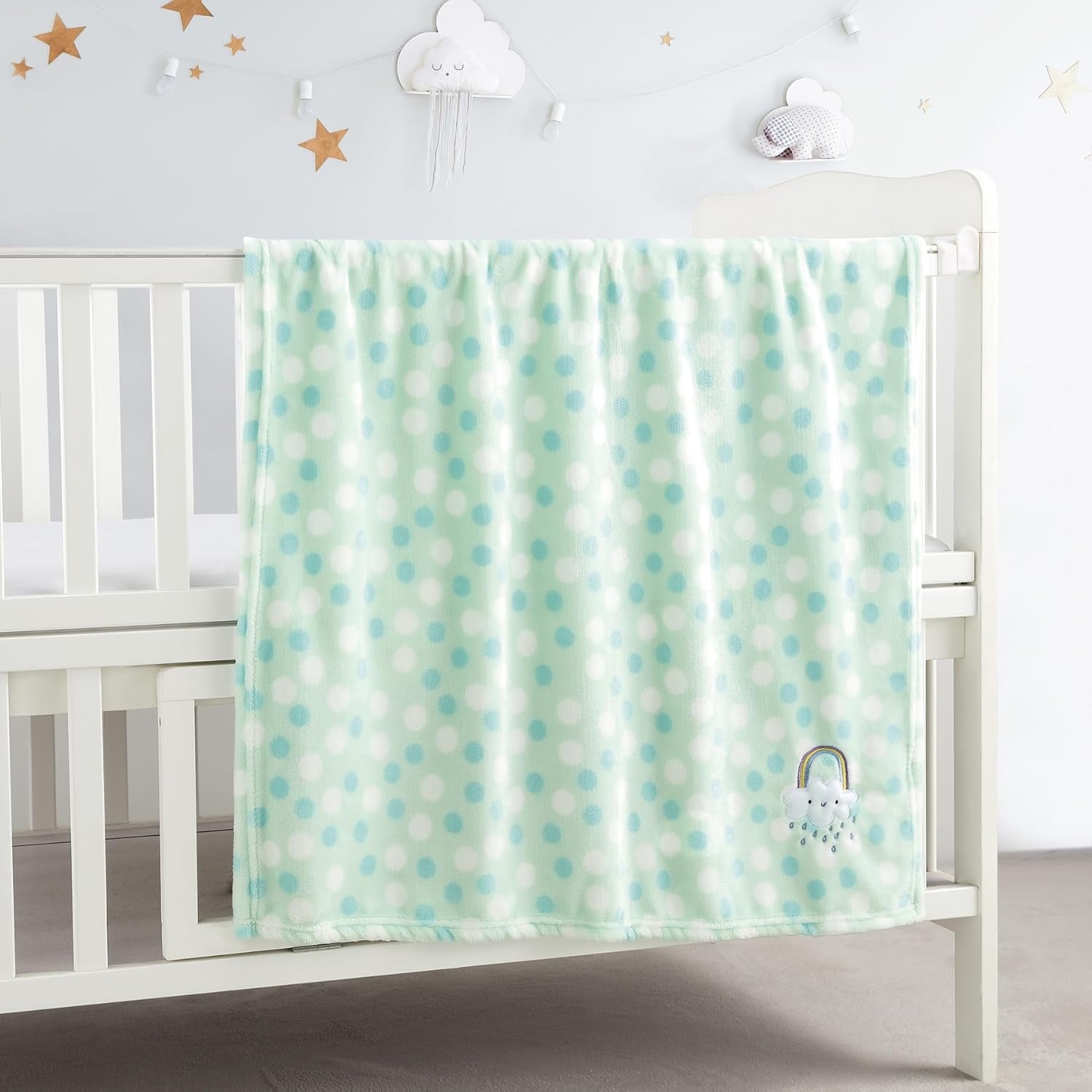 Soft & Cozy Green Rainbow Plush Baby Blanket - Perfect for Infants, Toddlers & Newborns in Cribs & Strollers